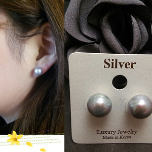 수앤정 100-13802 담수 회색 진주 은침 귀걸이 한쌍 silver 925 그레이담수진주귀걸이